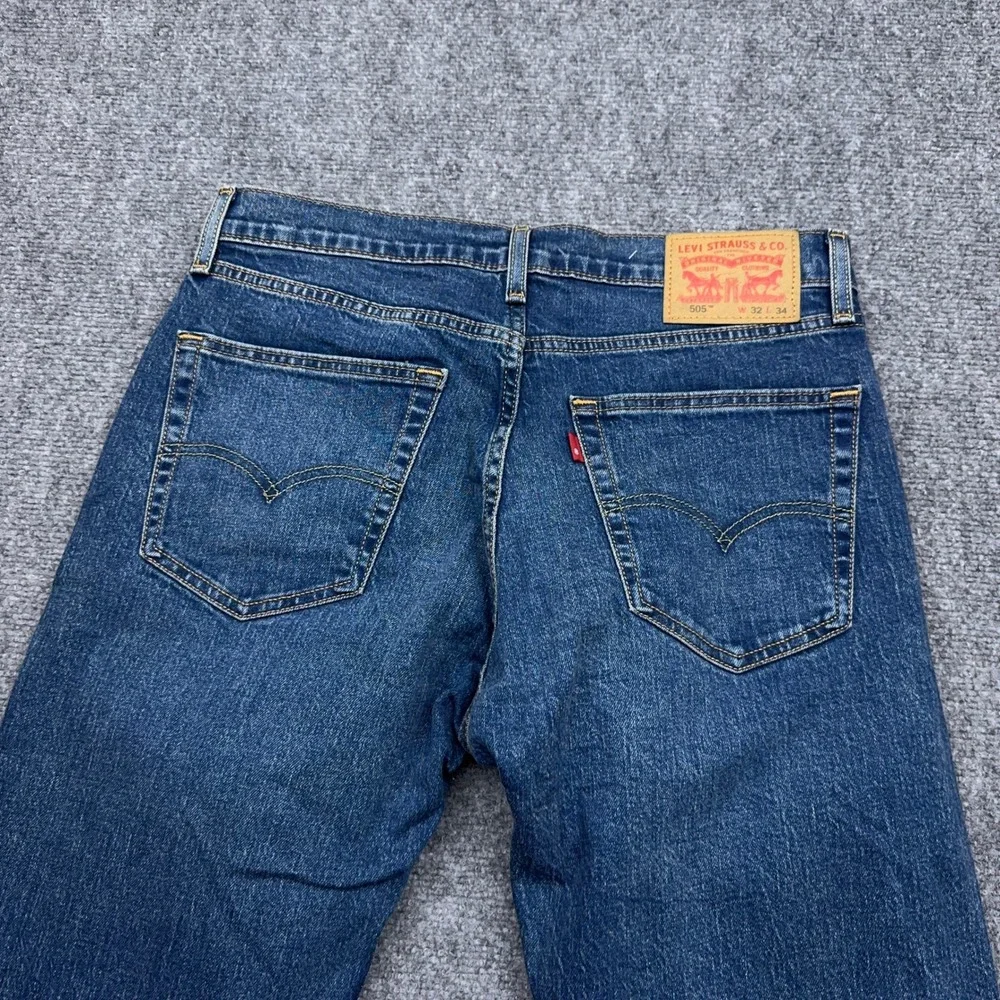 NEW Levi's 505 Jeans Men's 32x34 Blue Regular Straight Stretch Denim Medium Wash